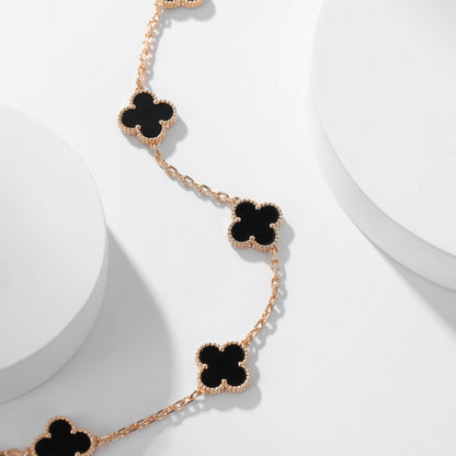 [Glow Muse]CLOVER 10 MOTIFS ONYX NECKLACE