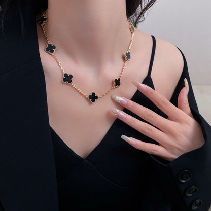 [Glow Muse]CLOVER 10 MOTIFS ONYX NECKLACE