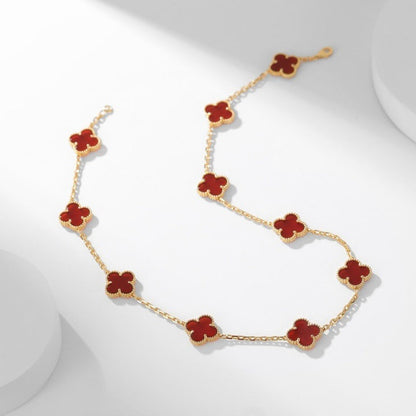 [Glow Muse]CLOVER 10 MOTIFS CARNELIAN NECKLACE