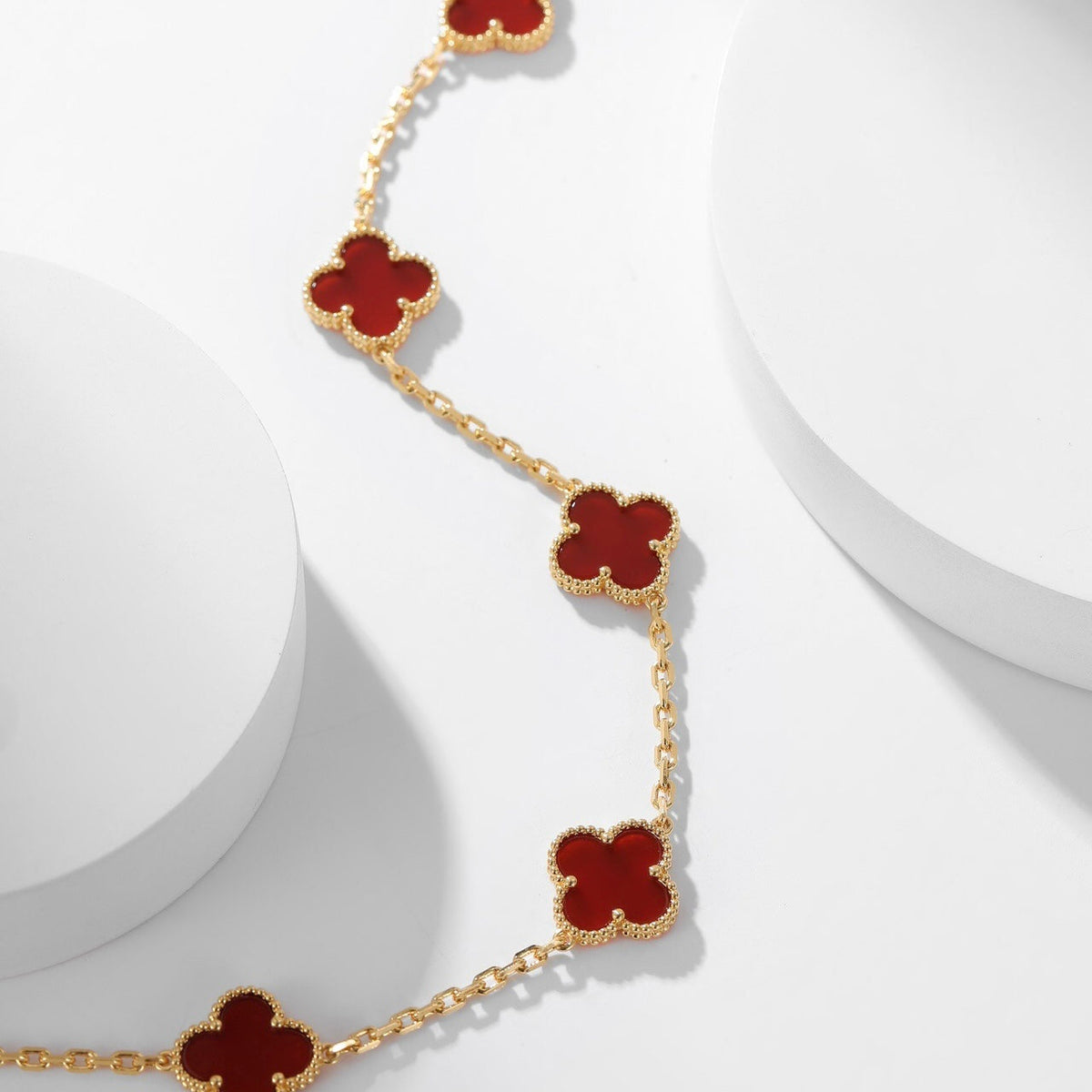 [Glow Muse]CLOVER 10 MOTIFS CARNELIAN NECKLACE