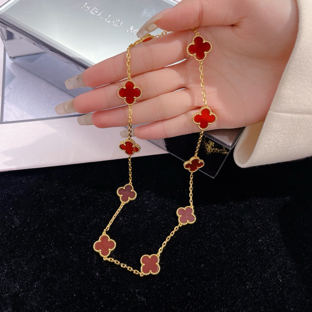 [Glow Muse]CLOVER 10 MOTIFS CARNELIAN NECKLACE
