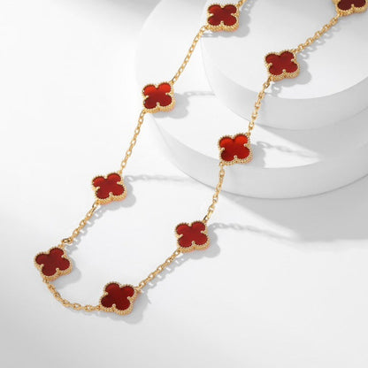 [Glow Muse]CLOVER 10 MOTIFS CARNELIAN NECKLACE