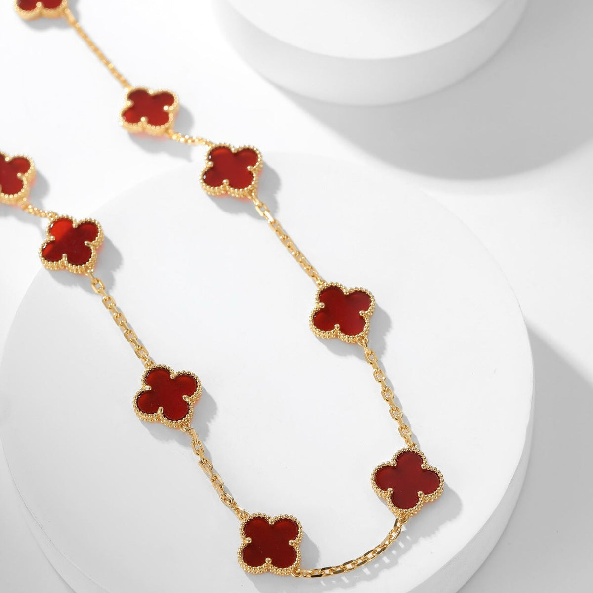 [Glow Muse]CLOVER 10 MOTIFS CARNELIAN NECKLACE
