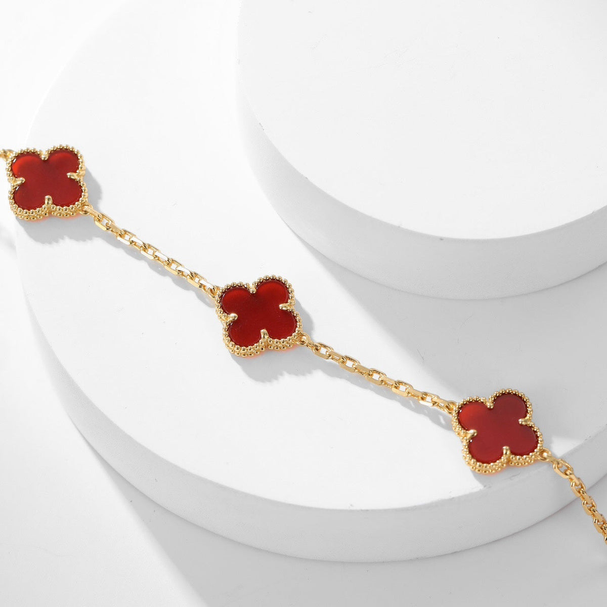 [Glow Muse]CLOVER 10 MOTIFS CARNELIAN NECKLACE