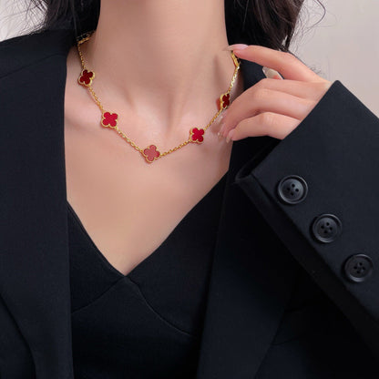 [Glow Muse]CLOVER 10 MOTIFS CARNELIAN NECKLACE