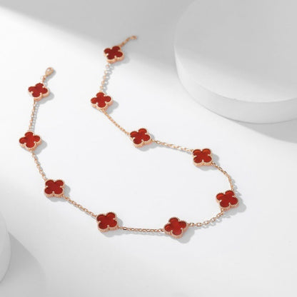 [Glow Muse]CLOVER 10 MOTIFS CARNELIAN NECKLACE