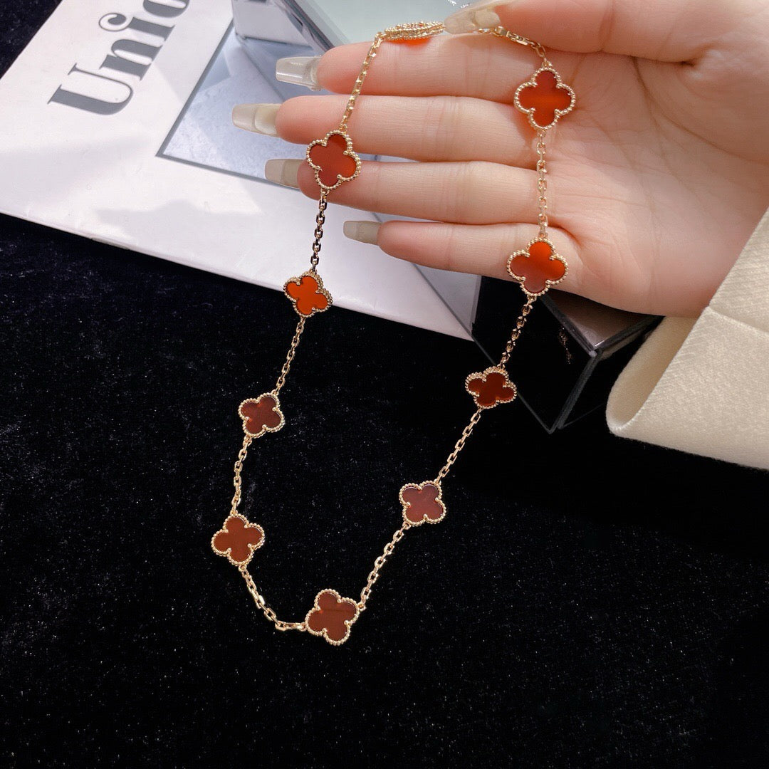 [Glow Muse]CLOVER 10 MOTIFS CARNELIAN NECKLACE