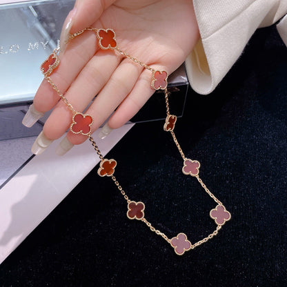 [Glow Muse]CLOVER 10 MOTIFS CARNELIAN NECKLACE