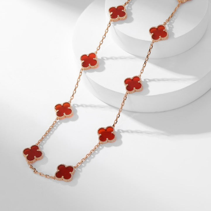 [Glow Muse]CLOVER 10 MOTIFS CARNELIAN NECKLACE