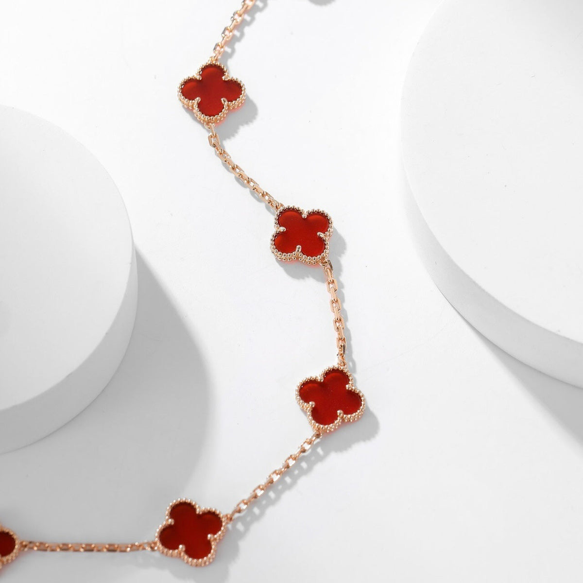 [Glow Muse]CLOVER 10 MOTIFS CARNELIAN NECKLACE