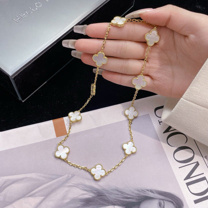 [Glow Muse]CLOVER 10 MOTIFS WHITE MOTHER OF PEARL NECKLACE