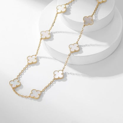 [Glow Muse]CLOVER 10 MOTIFS WHITE MOTHER OF PEARL NECKLACE