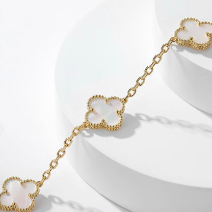 [Glow Muse]CLOVER 10 MOTIFS WHITE MOTHER OF PEARL NECKLACE