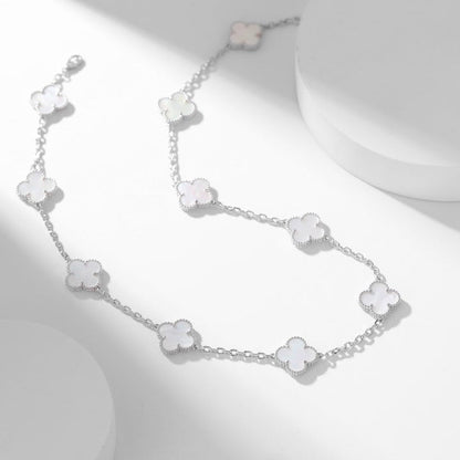 [Glow Muse]CLOVER 10 MOTIFS WHITE MOTHER OF PEARL NECKLACE