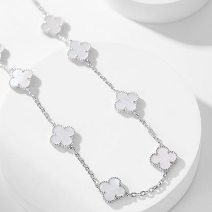 [Glow Muse]CLOVER 10 MOTIFS WHITE MOTHER OF PEARL NECKLACE