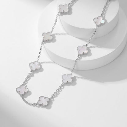 [Glow Muse]CLOVER 10 MOTIFS WHITE MOTHER OF PEARL NECKLACE
