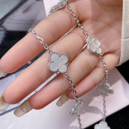 [Glow Muse]CLOVER 10 MOTIFS WHITE MOTHER OF PEARL NECKLACE