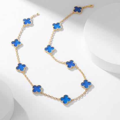 [Glow Muse]CLOVER 10 MOTIFS BLUE AGATE NECKLACE