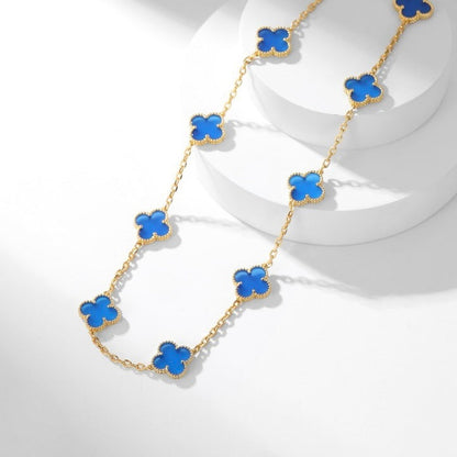 [Glow Muse]CLOVER 10 MOTIFS BLUE AGATE NECKLACE