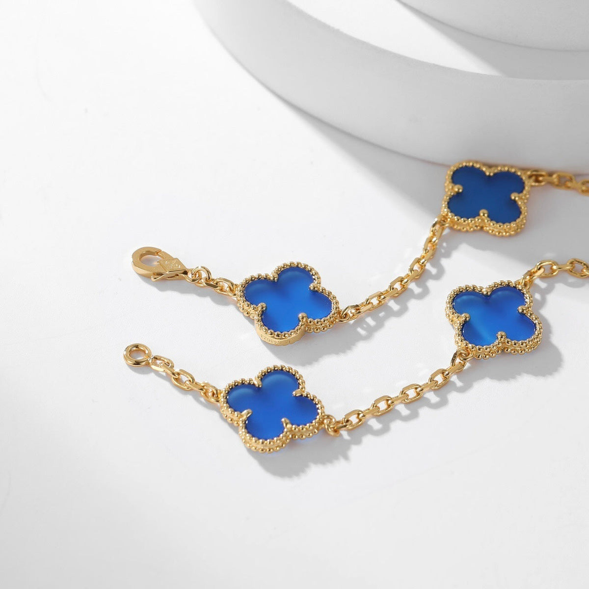 [Glow Muse]CLOVER 10 MOTIFS BLUE AGATE NECKLACE