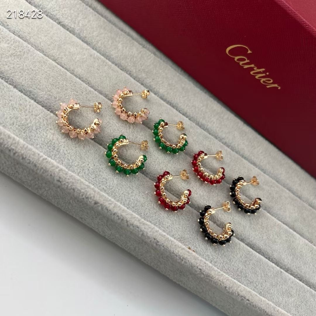 [⭐Glow Muse]NEW COLORED GEMSTONE COLLECTION SMALL HOOP EARRINGS