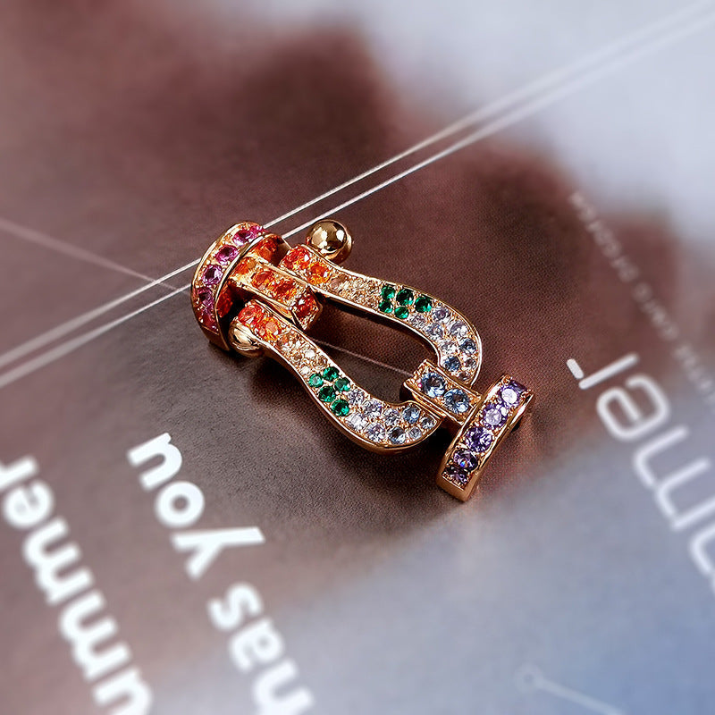 [Glow Muse]FORC LARGE HORSESHOE  COLORED DIAMOND BRACELET SILVER