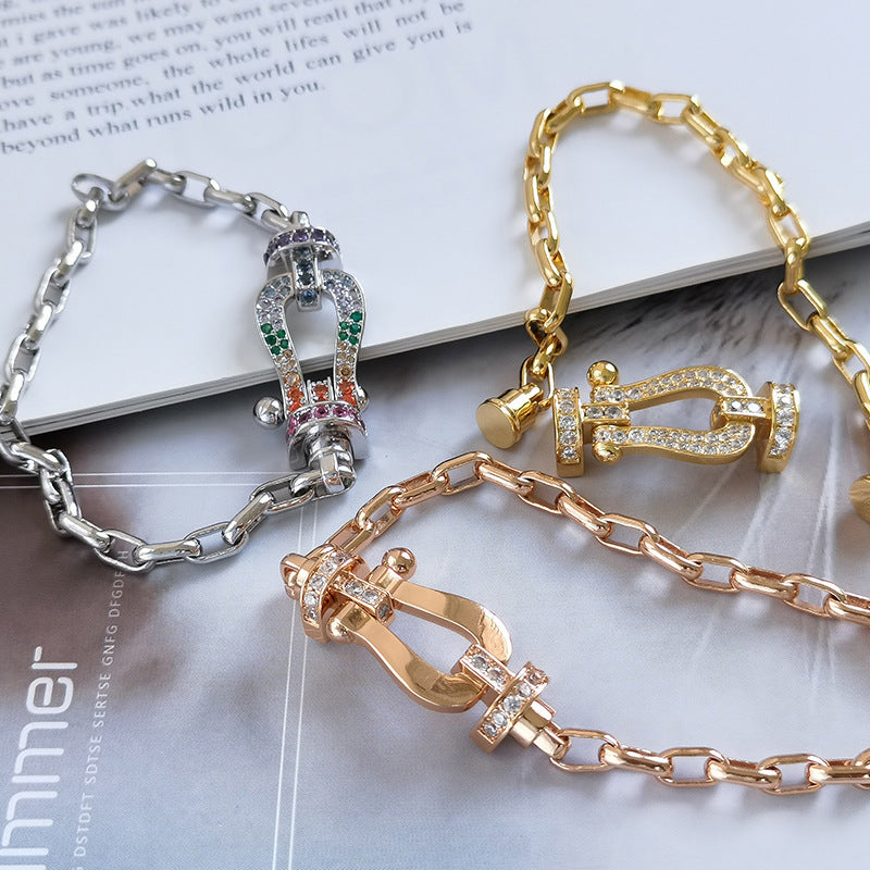 [Glow Muse]FORCE LARGE HORSESHOE CLASP  METAL BRACELET