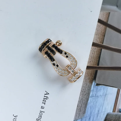 [Glow Muse]FORCE LARGE HORSESHOE BLACK WHITE DIAMOND BRACELET ROSE GOLD