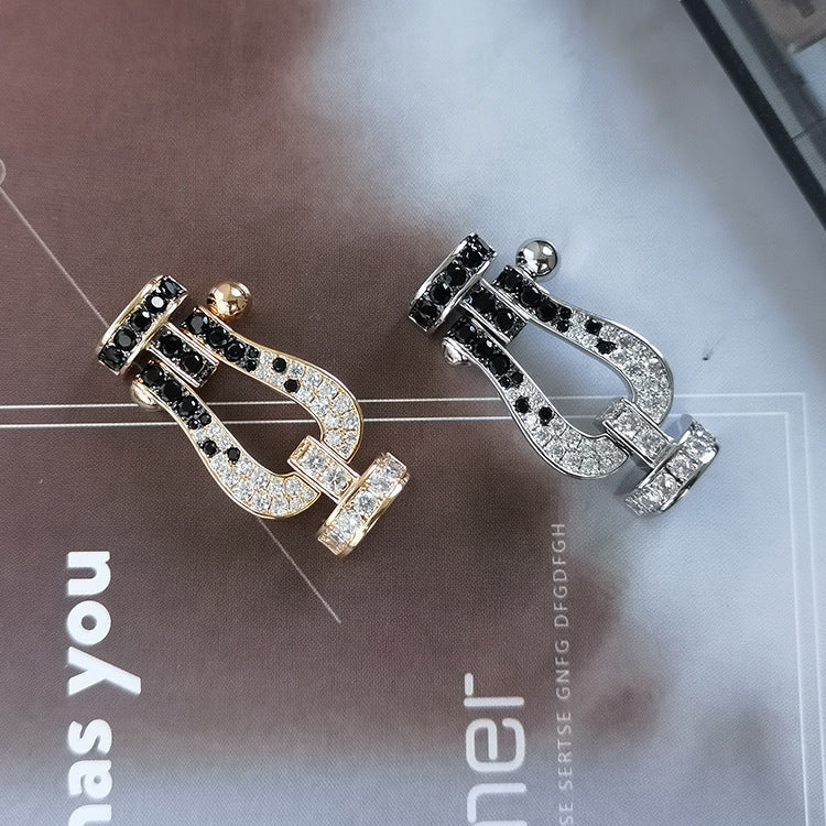 [Glow Muse]FORCE LARGE HORSESHOE BLACK WHITE DIAMOND BRACELET ROSE GOLD