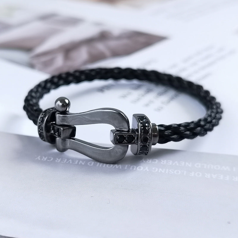 [Glow Muse]FORCE LARGE SERIES HORSESHOE BLACK SAMURAI BRACELET
