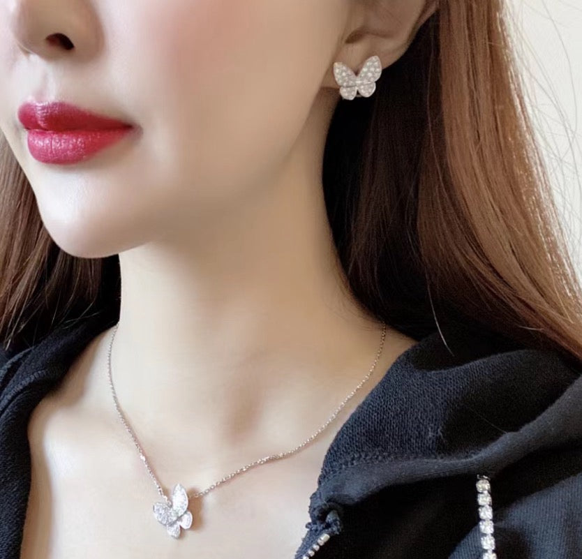 [Glow Muse]BUTTERFLY ALL DIAMOND EARRINGS