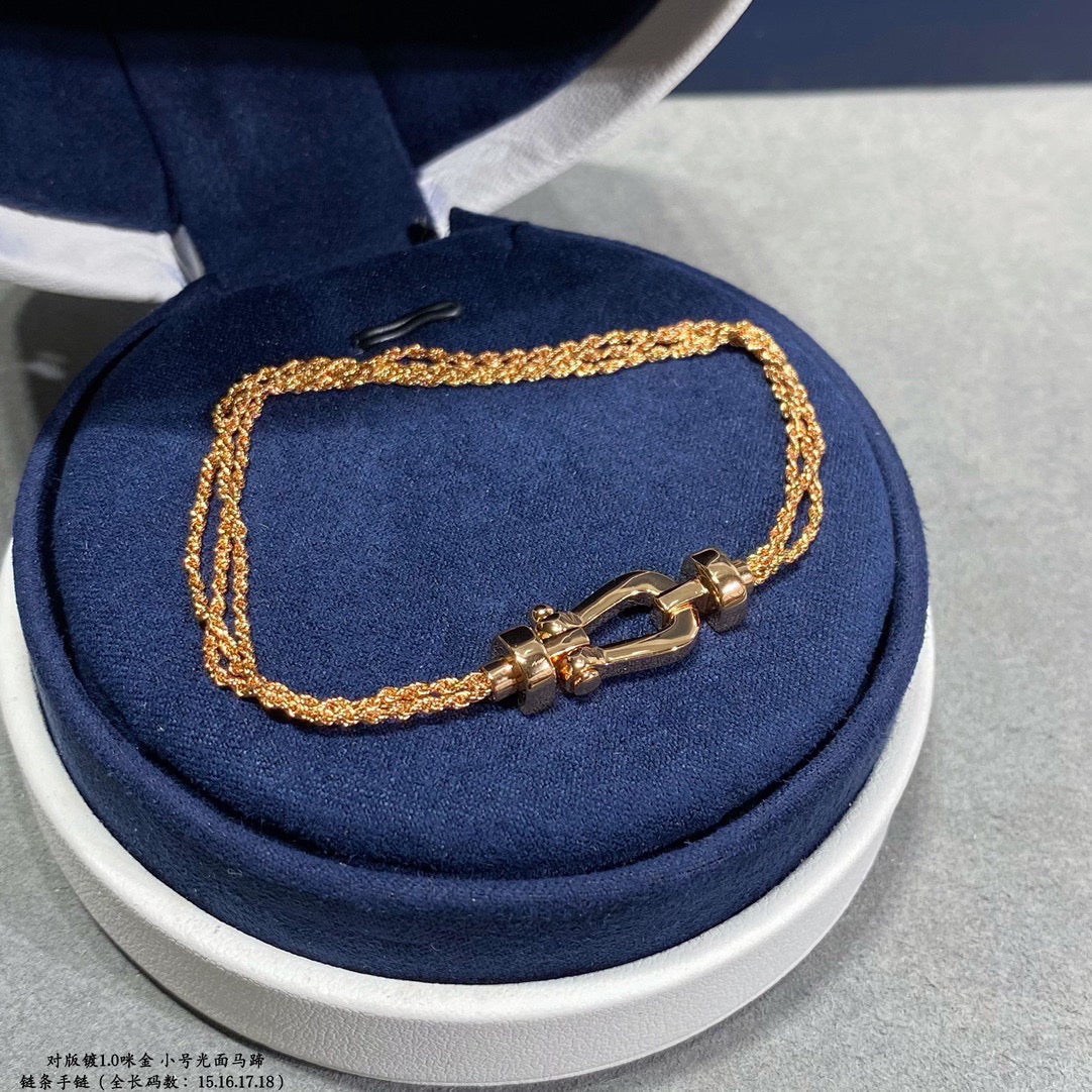 [Glow Muse]FORCE SMALL HORSESHOE  DIAMOND CHAIN ROPE BRACELET