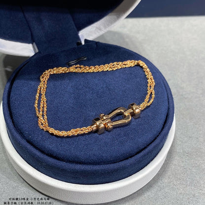 [Glow Muse]FORCE SMALL HORSESHOE  DIAMOND CHAIN ROPE BRACELET