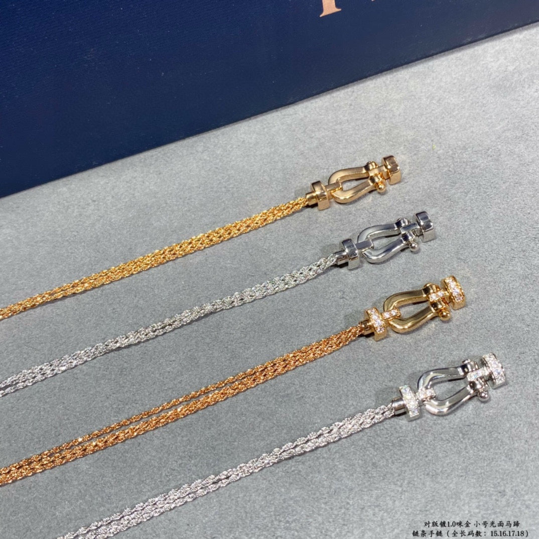 [Glow Muse]FORCE SMALL HORSESHOE  DIAMOND CHAIN ROPE BRACELET