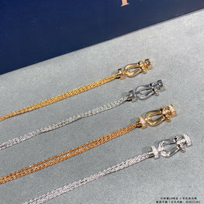 [Glow Muse]FORCE SMALL HORSESHOE  DIAMOND CHAIN ROPE BRACELET