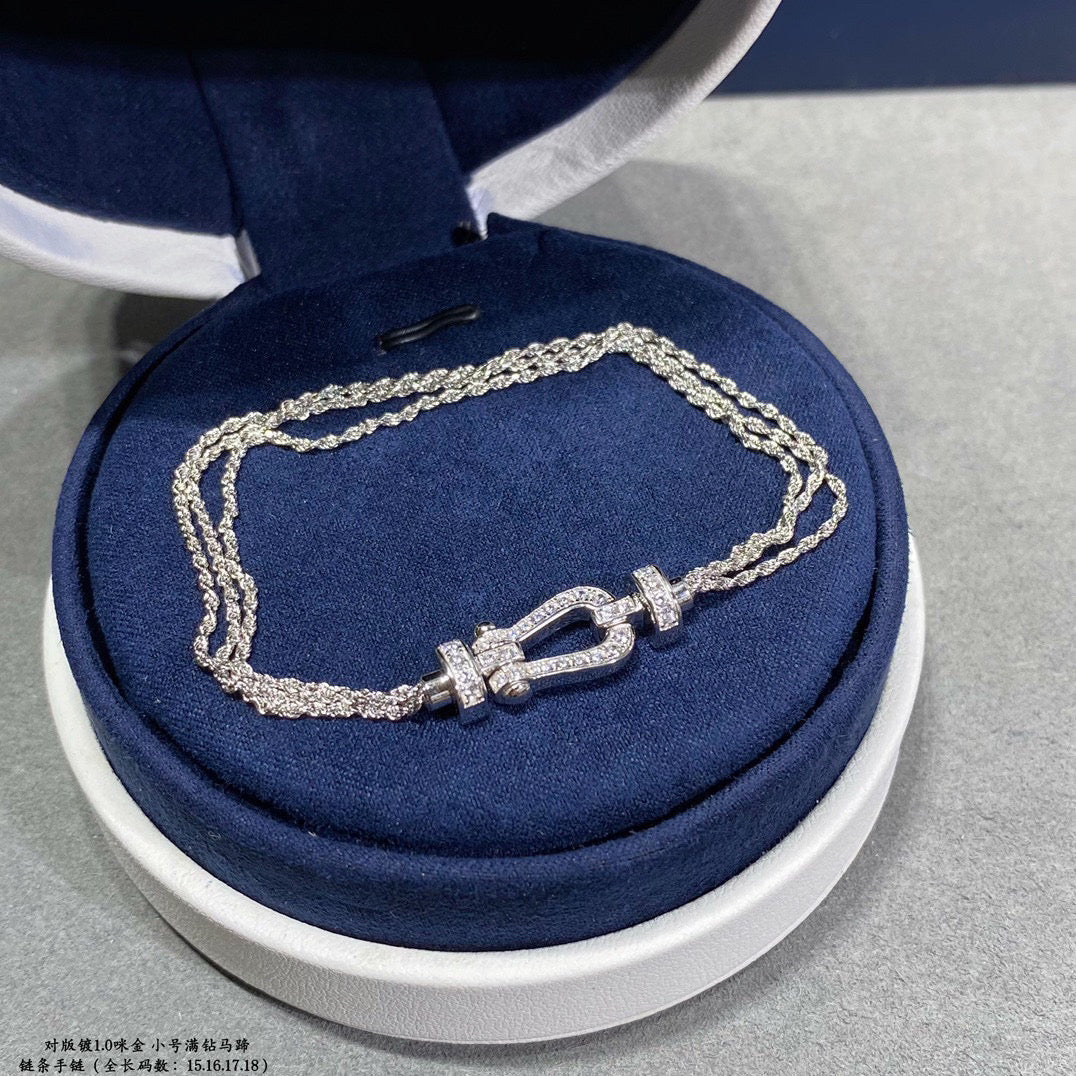 [Glow Muse]FORCE SMALL HORSESHOE  DIAMOND CHAIN ROPE BRACELET