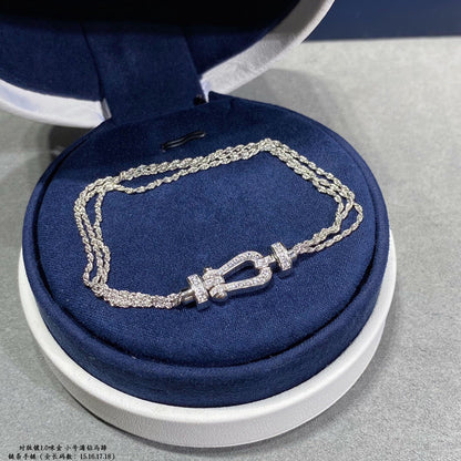 [Glow Muse]FORCE SMALL HORSESHOE  DIAMOND CHAIN ROPE BRACELET