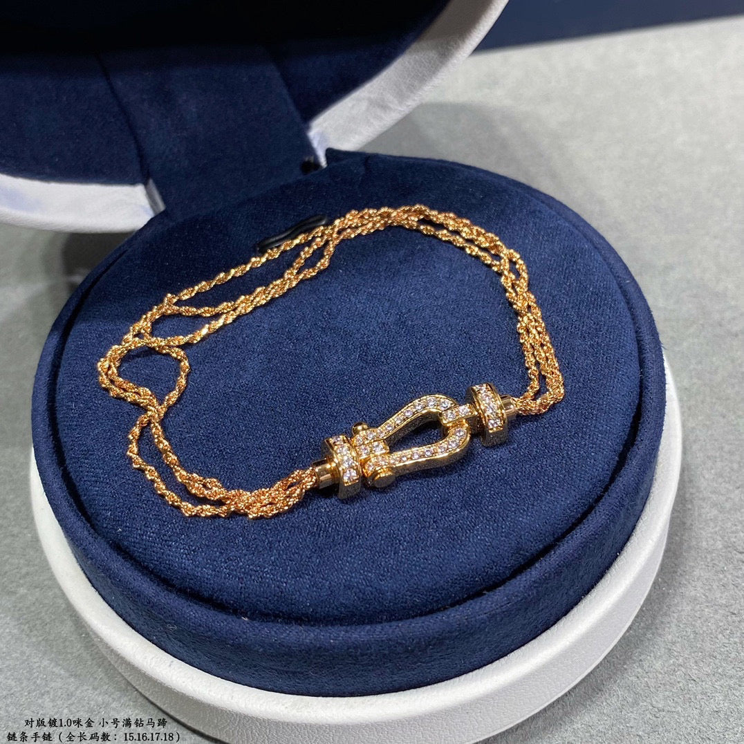 [Glow Muse]FORCE SMALL HORSESHOE  DIAMOND CHAIN ROPE BRACELET