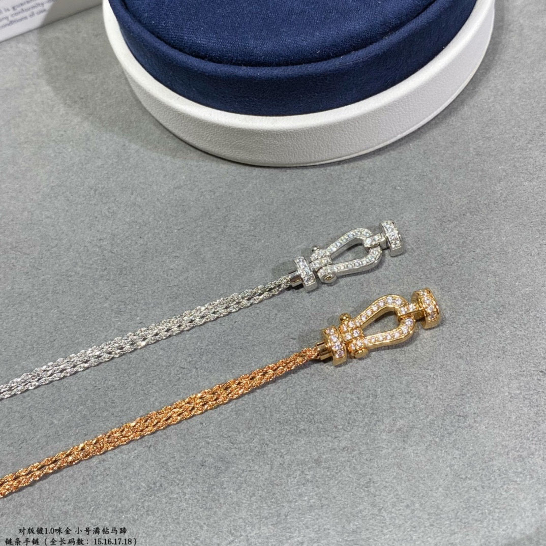 [Glow Muse]FORCE SMALL HORSESHOE  DIAMOND CHAIN ROPE BRACELET