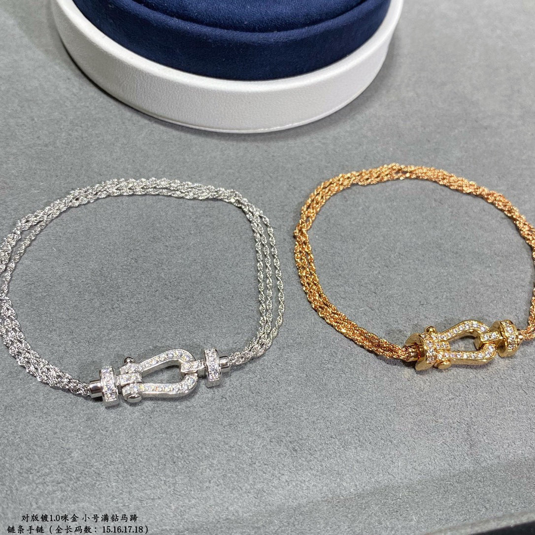 [Glow Muse]FORCE SMALL HORSESHOE  DIAMOND CHAIN ROPE BRACELET