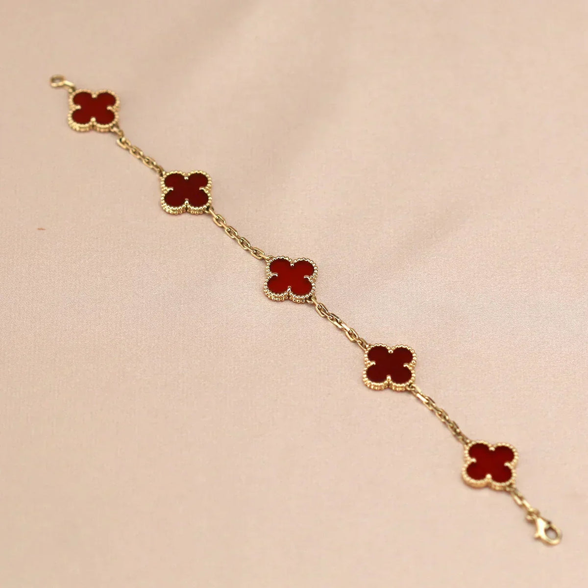 [⭐Glow Muse] CLOVER 5 MOTIF RED CORNELIAN BRACELET COLLECTION