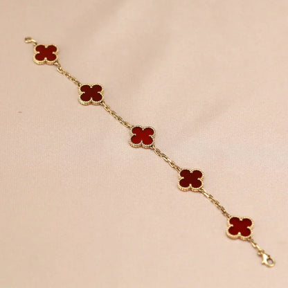 [⭐Glow Muse] CLOVER 5 MOTIF RED CORNELIAN BRACELET COLLECTION