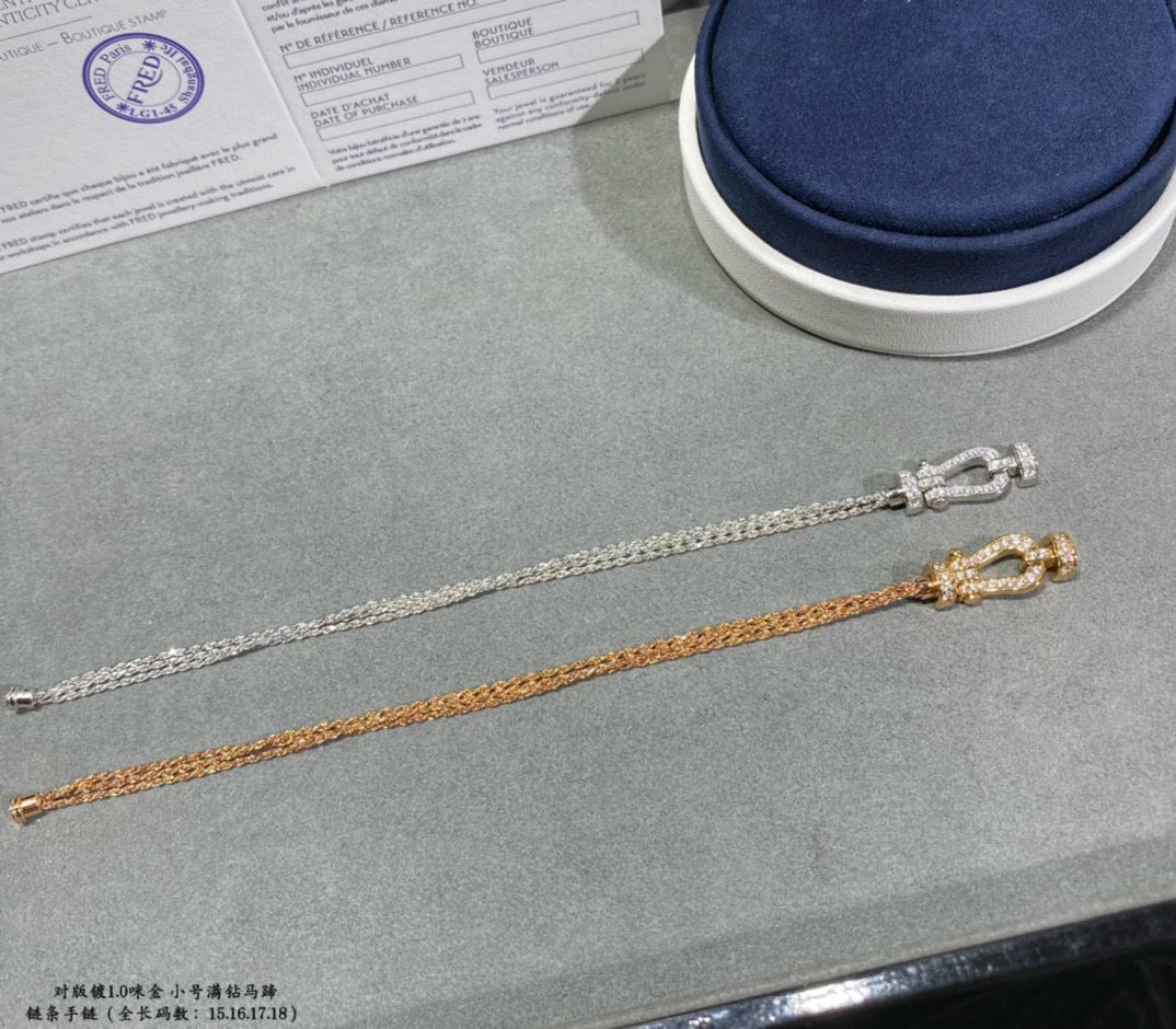 [Glow Muse]FORCE SMALL HORSESHOE  DIAMOND CHAIN ROPE BRACELET