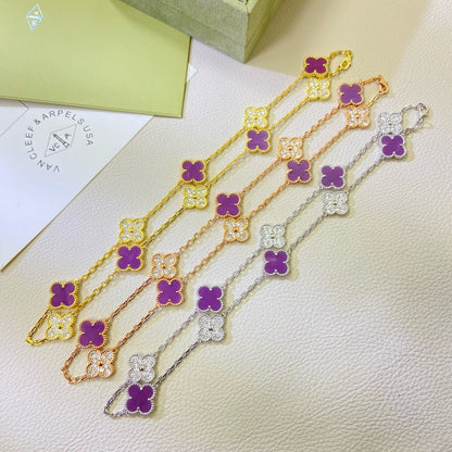 [Glow Muse Jewelry]CLOVER 10 MOTIFS  PURPLE VIOLET DIAMOND NECKLACE