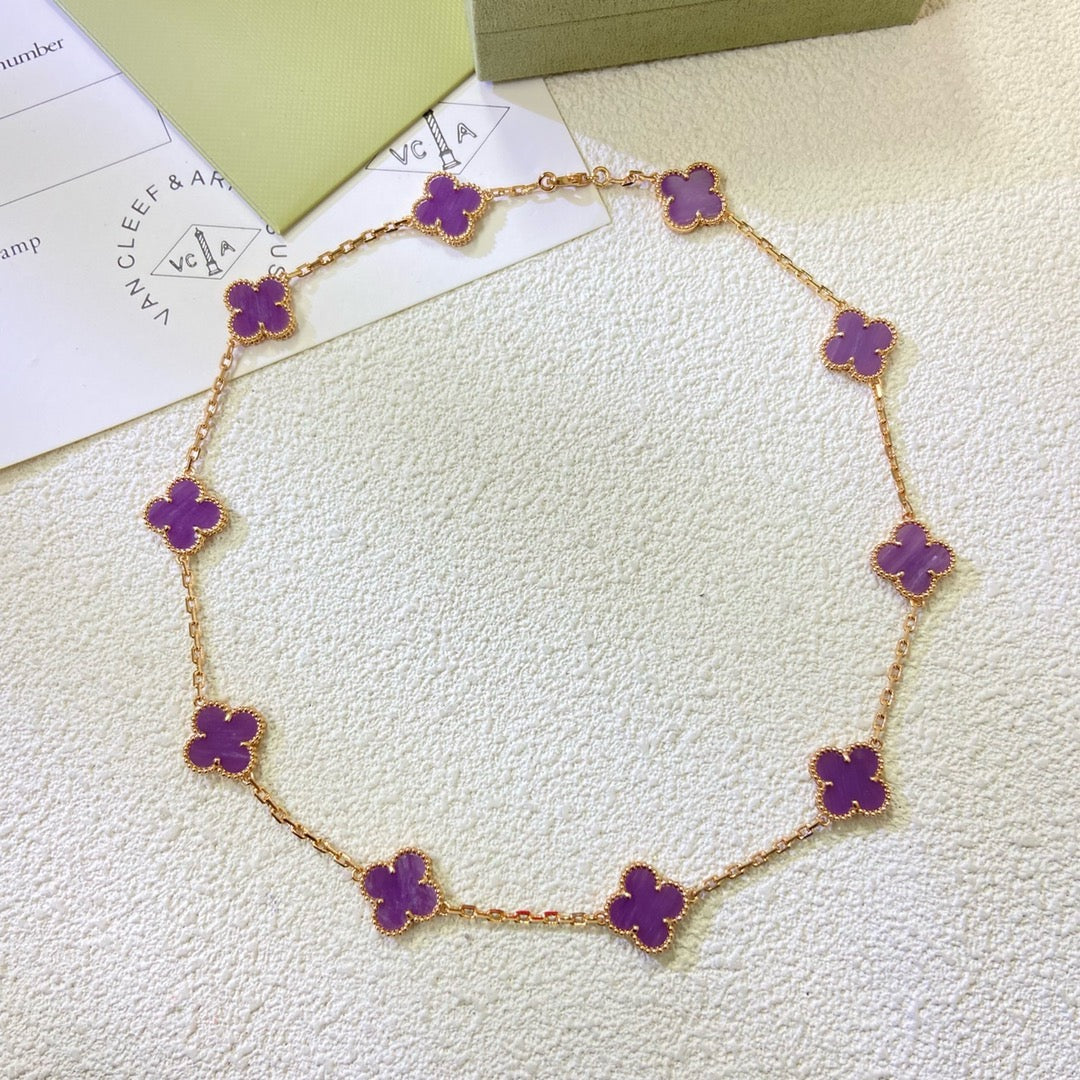 [Glow Muse Jewelry]CLOVER 10 MOTIFS  PURPLE VIOLET  NECKLACE