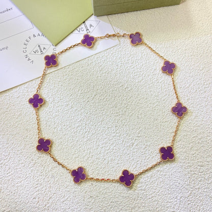 [Glow Muse Jewelry]CLOVER 10 MOTIFS  PURPLE VIOLET  NECKLACE