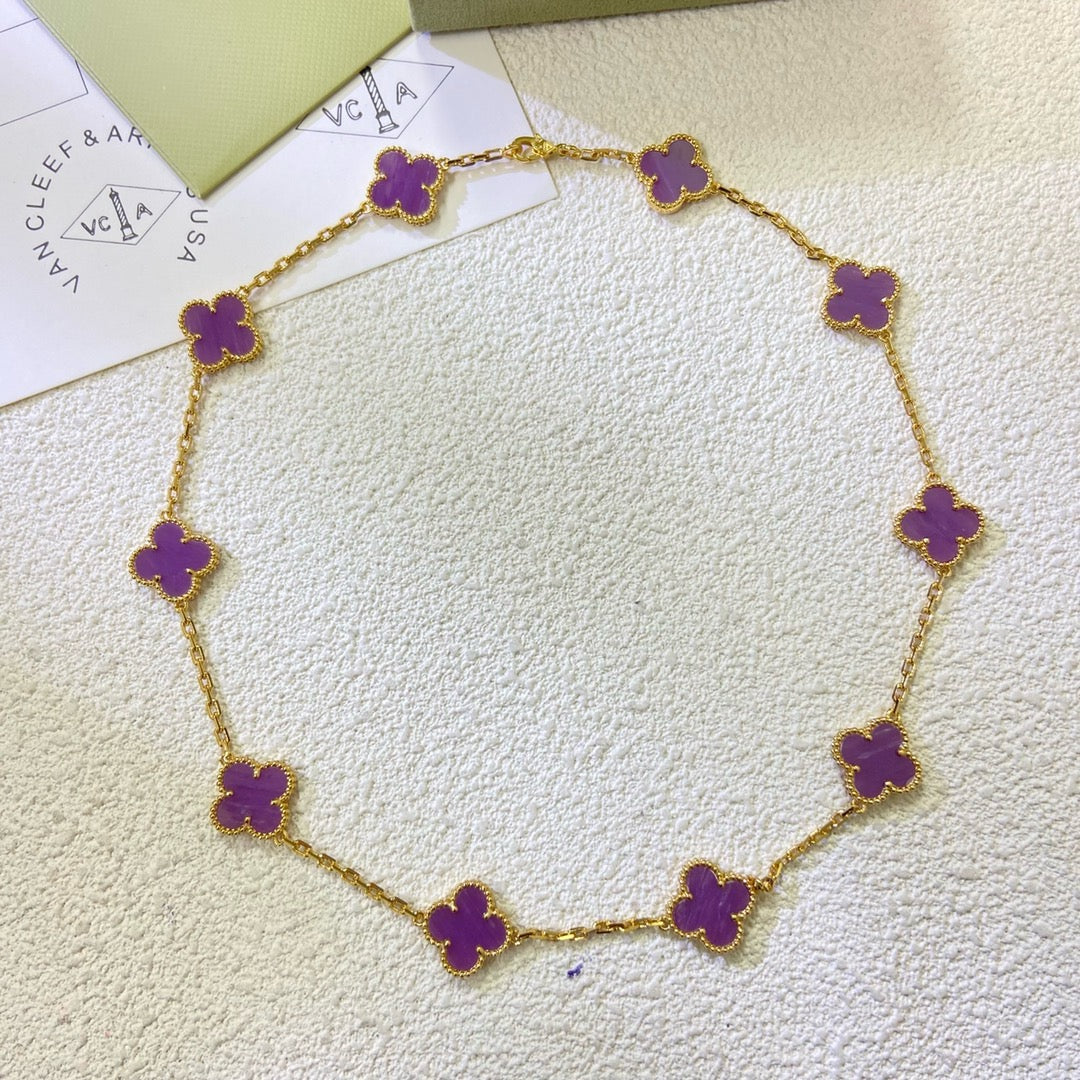 [Glow Muse Jewelry]CLOVER 10 MOTIFS  PURPLE VIOLET  NECKLACE