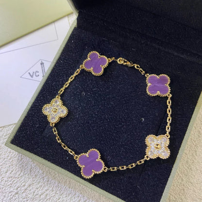 [⭐Glow Muse] CLOVER 5 MOTIF VIOLET BRACELET COLLECTION