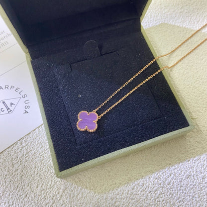 [Glow Muse Jewelry]CLOVER 15MM  PURPLE VIOLET NECKLACE