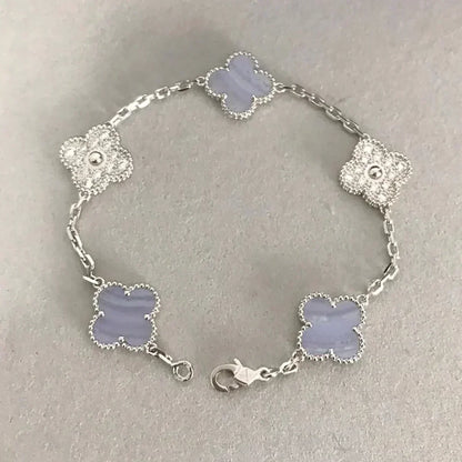 [⭐Glow Muse] CLOVER 5 MOTIF PURPLE CHALCEDONY BRACELET COLLECTION
